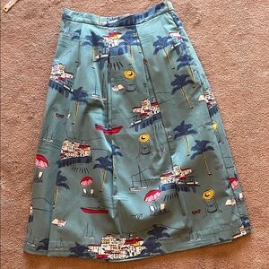 Boden Vacation Coastal Print A-Line Novelty Skirt 4 Regular